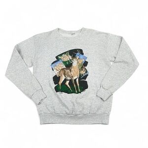 Gray Men's Crewneck Sweatshirt with Deer Graphic